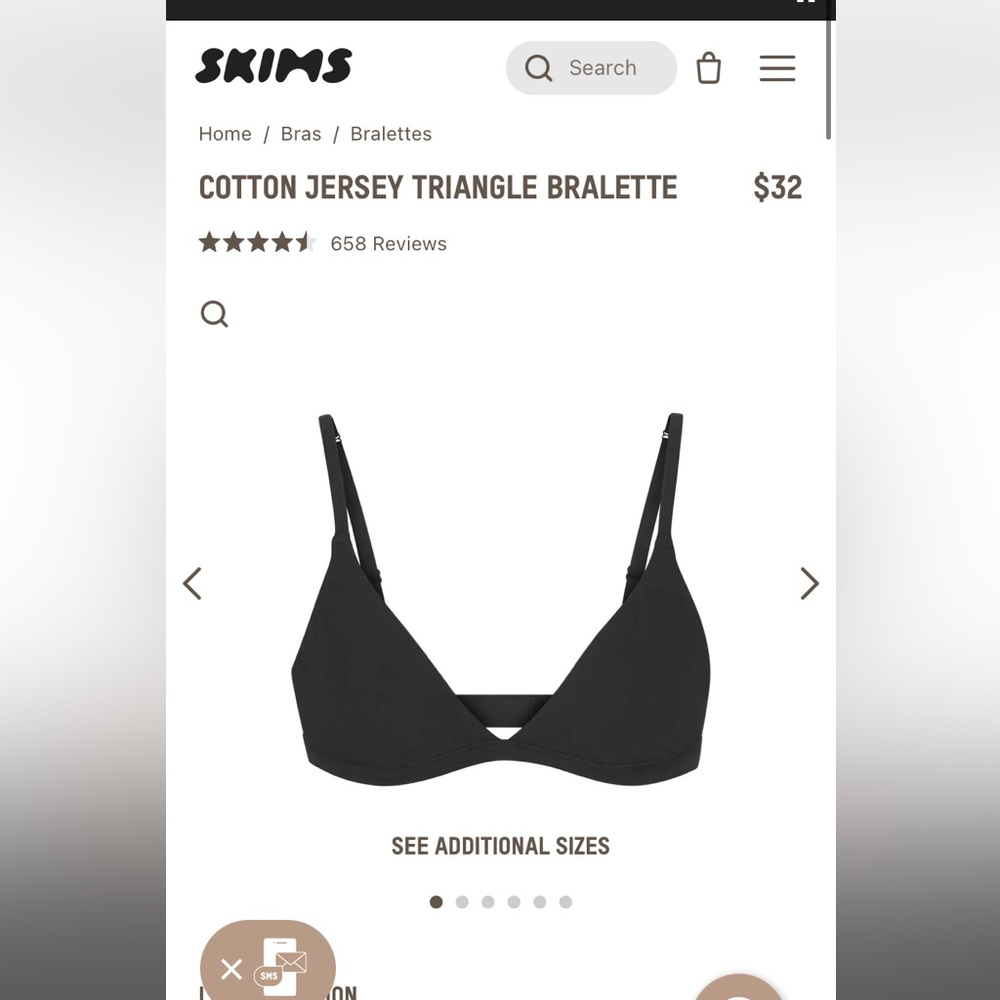 Skims cotton jersey triangle bralette NWT